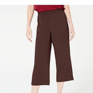 $69.50 Alfani Pull-On Wide Leg Culotte Pants, Dark Fudge, S